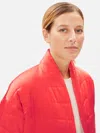 Eileen Fisher Limited Edition Quilted Silk Charmeuse Short Coat In Red