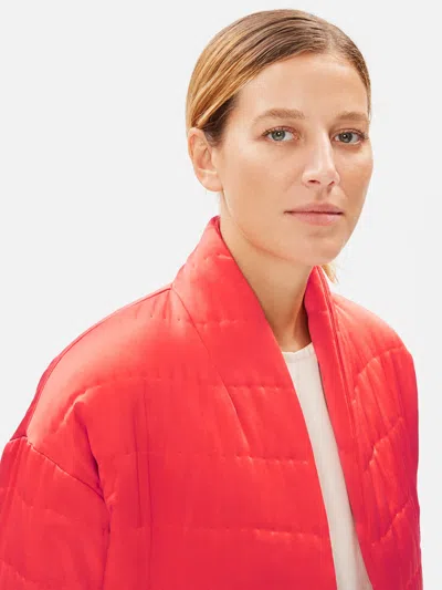 Eileen Fisher Limited Edition Quilted Silk Charmeuse Short Coat In Red