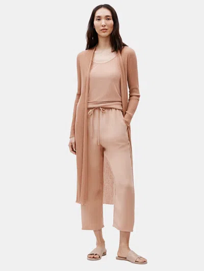 Eileen Fisher Limited Edition Sheer Organic Cotton Long Cardigan In Brown