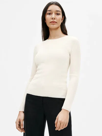 Eileen Fisher Limited Edition Sheer Organic Cotton Slim Top In White