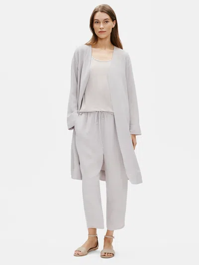 Eileen Fisher Limited Edition Silk Double Crepe Belted Coat In White