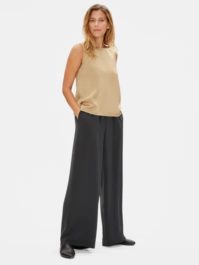 Eileen Fisher Limited Edition Silk Double Crepe Wide-leg Pant In Gray