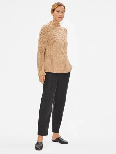 Eileen Fisher Limited Edition Soft Wool Flannel Slouchy Pant In Gold