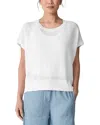 Eileen Fisher Crewneck Short Sleeve Pointelle Sweater In White