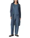 Eileen Fisher Long Organic Cotton Blend Cardigan In Greystone