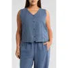 Eileen Fisher Linen & Silk Vest In Eclipse