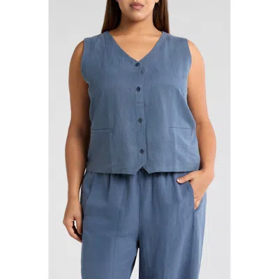 Eileen Fisher Linen & Silk Vest In Eclipse