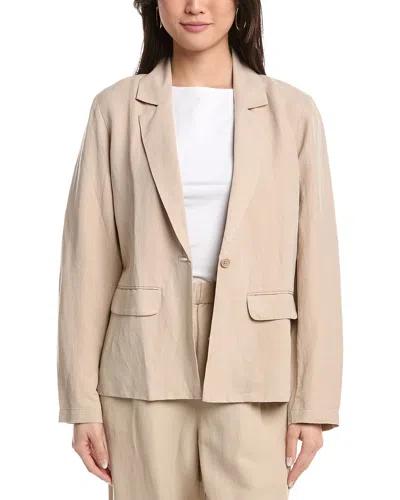 Eileen Fisher Linen & Silk-blend Blazer In Multi