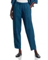 Eileen Fisher Pleated Linen Ankle Lantern Pants In Harbor
