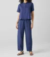 Eileen Fisher Linen Ankle Pleated Lantern Pant In Bluette In Blue