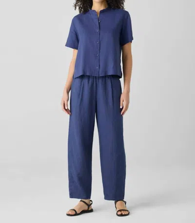 Eileen Fisher Linen Ankle Pleated Lantern Pant In Bluette