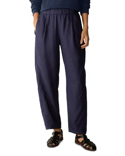 Eileen Fisher Linen Ankle Pleated Lantern Pants In Blue