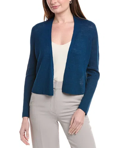 Eileen Fisher Linen-blend Cardigan In Blue