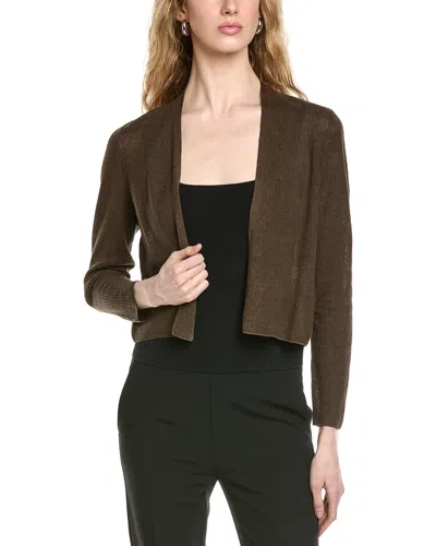Eileen Fisher Linen-blend Cardigan In Brown
