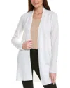 Eileen Fisher Organic Linen Blend Open Front Cardigan In White