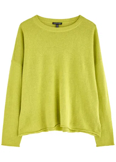 Eileen Fisher Linen-blend Jumper In Green