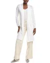 Eileen Fisher Linen-blend Long Cardigan In White