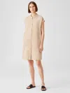 Eileen Fisher Linen Blend Mandarin Collar Shirtdress In Brown