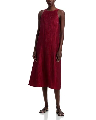 Eileen Fisher Linen Blend Midi Dress In Red