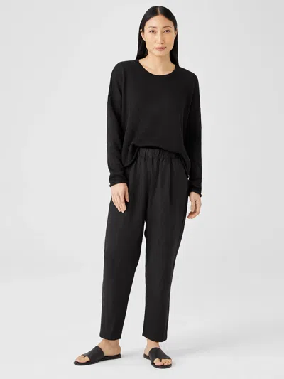 Eileen Fisher Linen Blend Pleated Tapered Pant In Black