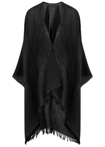 Eileen Fisher Linen-blend Poncho In Black
