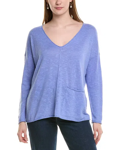Eileen Fisher Linen-blend Sweater In Blue
