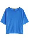 Eileen Fisher Bateau Neck Organic Cotton Top In Bright Blue