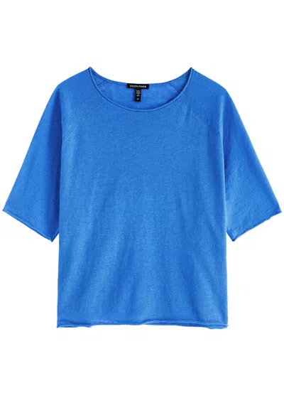 Eileen Fisher Linen-blend T-shirt In Bright Blue