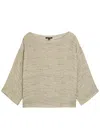 Eileen Fisher Bateau Neck Boxy Linen Blend Top In Neutral