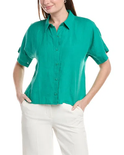 Eileen Fisher Linen Boxy Shirt In Green