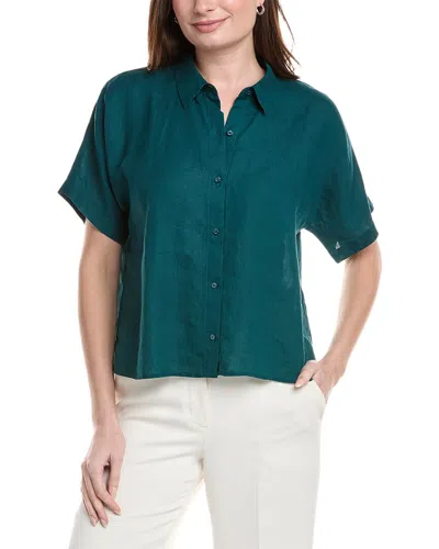 Eileen Fisher Linen Boxy Shirt In Green