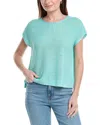 Eileen Fisher Dolman Sleeve Organic Linen Top In Blue