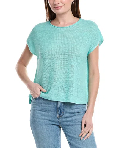 Eileen Fisher Linen Boxy Top In Blue