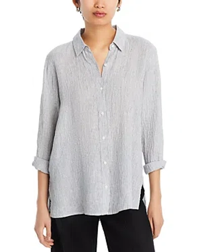 Eileen Fisher Linen Classic Collar Easy Shirt In Gray