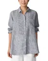 Eileen Fisher Classic Collar Oversize Organic Linen Button-up Shirt In Gray