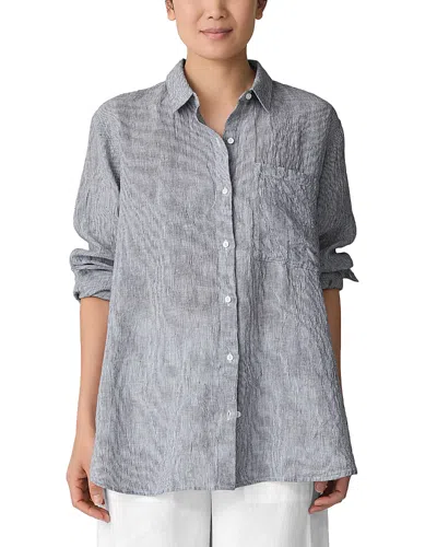 EILEEN FISHER LINEN CLASSIC COLLAR LONG SHIRT