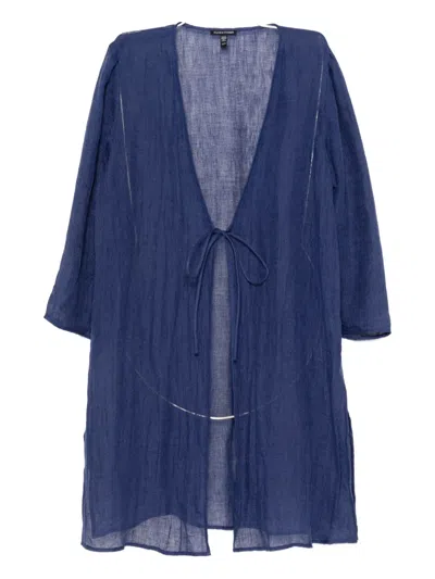 Eileen Fisher Linen Coat In Blue
