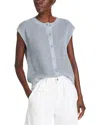 Eileen Fisher Crewneck Organic Linen-cotton Sweater Vest In Greystone