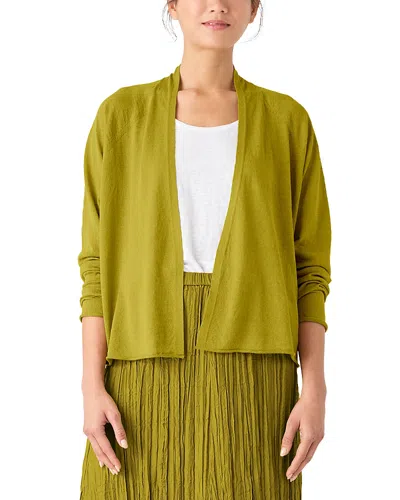 Eileen Fisher Linen Cotton Jersey High Collar Cardigan