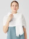Eileen Fisher Linen Cotton Shadow Plaid Scarf In White