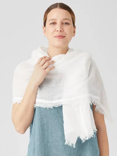 Eileen Fisher Linen Cotton Shadow Plaid Scarf
