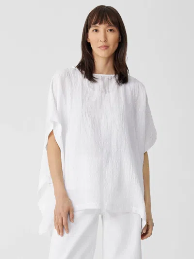 Eileen Fisher Linen Cotton Sheer Check Poncho In White