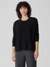 Eileen Fisher Linen Crepe Stretch Crew Neck Top In Black