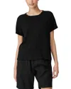 Eileen Fisher Slubby Organic Cotton Jersey Boxy Crewneck Top In Black