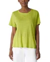 Eileen Fisher Linen Crewneck Tee In Chartreuse