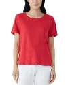 Eileen Fisher Linen Crewneck Tee In Red