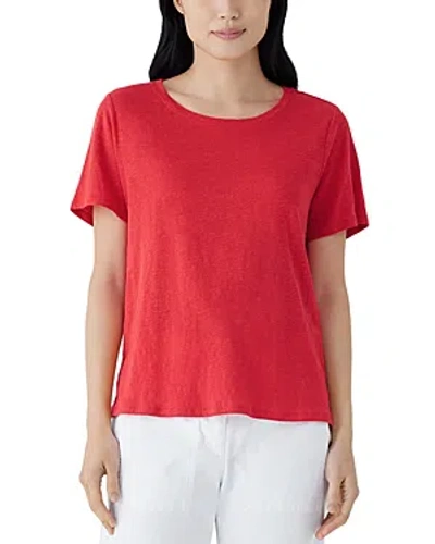 Eileen Fisher Linen Crewneck Tee In Flame