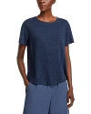 Eileen Fisher Short-sleeve Crewneck Organic Linen Jersey Tee In Ocean