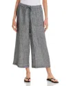 Eileen Fisher Linen Cropped Wide Leg Pants In Gray