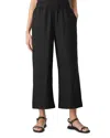 Eileen Fisher Linen Cropped Wide Leg Pants In Black